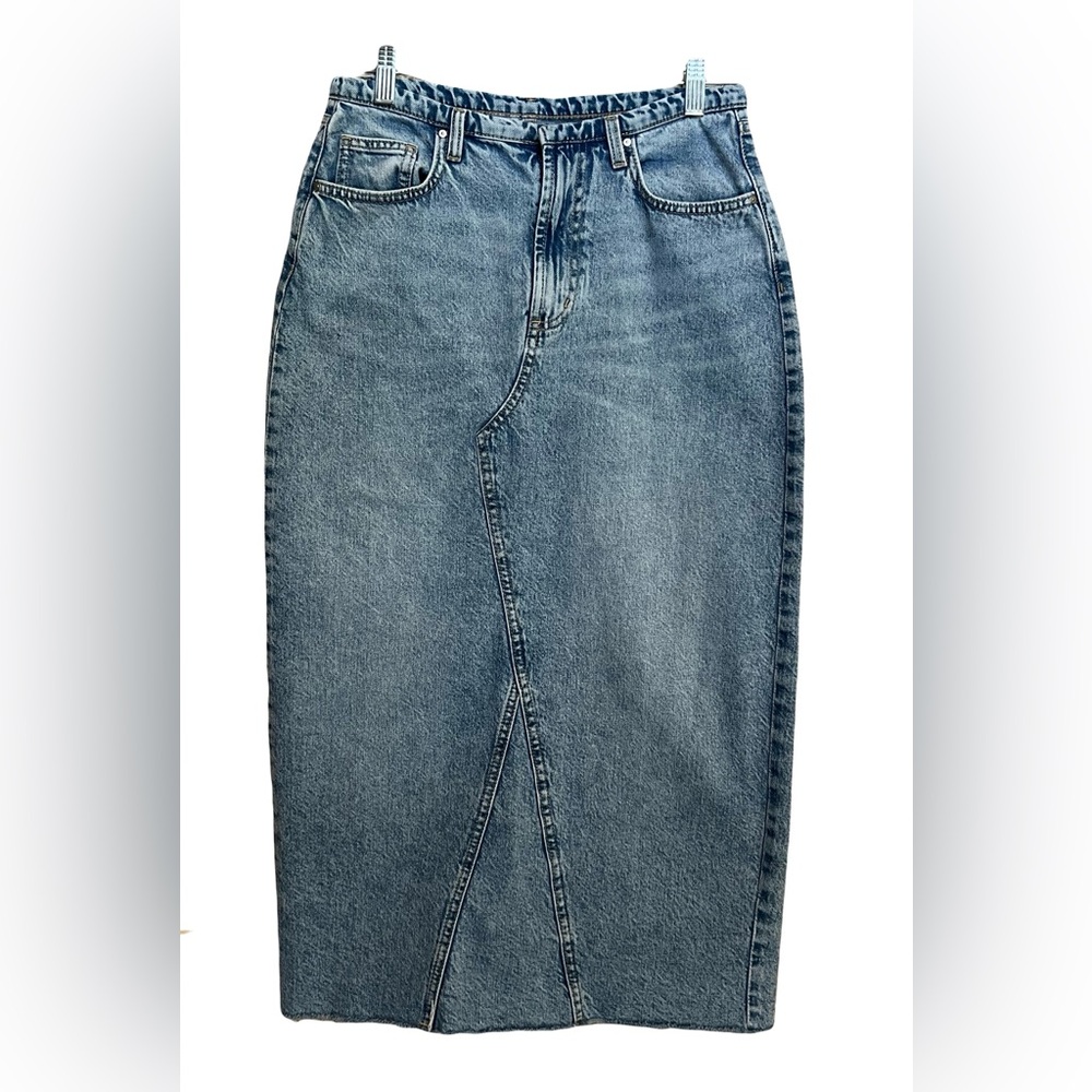 Cotton On Denim Frayed Maxi Skirt